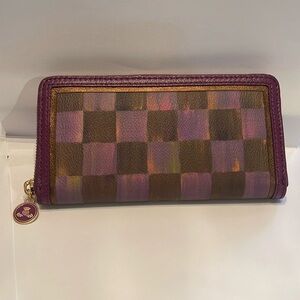 Mackenzie Childs Courtly check purple wallet